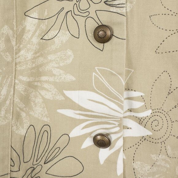 Additions by Chicos Floral Cotton Twill Button Jacket Womens 3 (XL) Khaki Beige - Picture 11 of 16